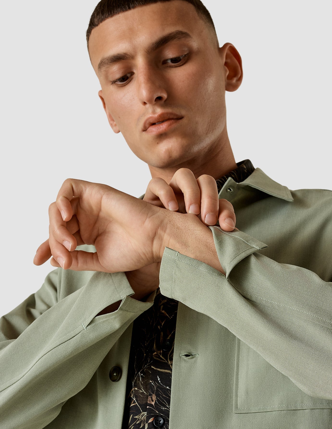 Tech Linen Overshirt Neutral Green